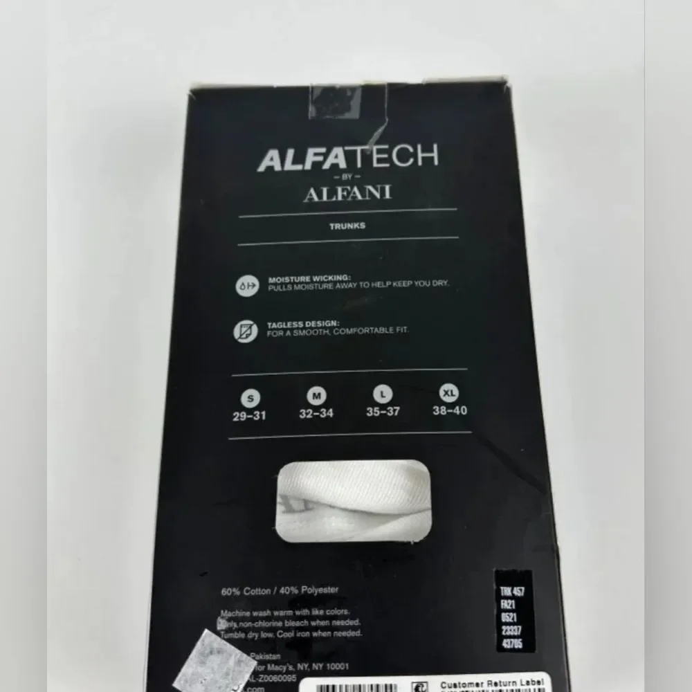 Alfani Men's Alfatech White Tagless Boxer Trunks - 5 Pack Size XL NIB BT-3115
